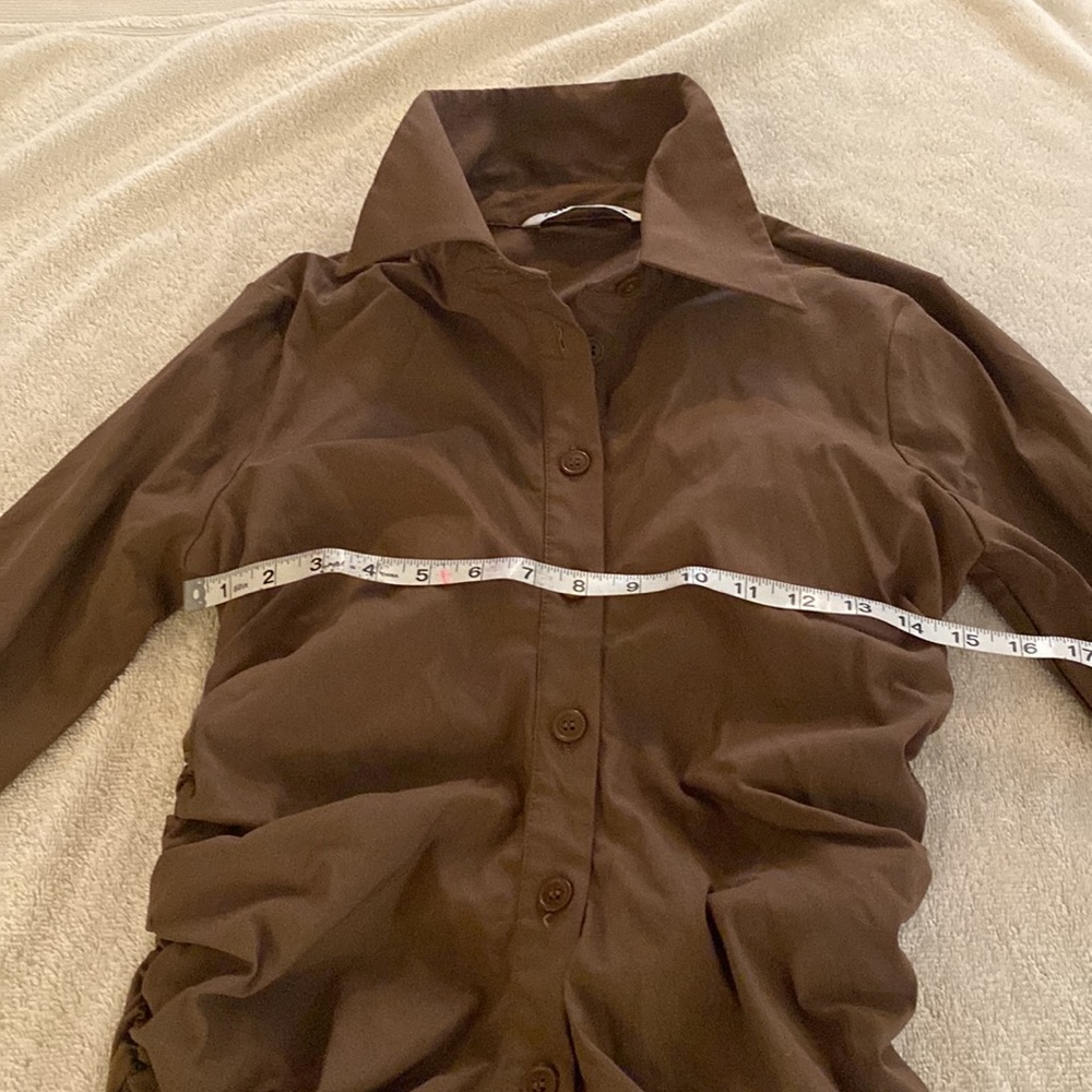 Zara gorgeous stretchy mini button down dress w/ rouching. flattering! Worn once - Picture 12 of 16